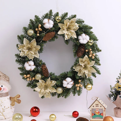40cm Light-Up Christmas Wreath – Artificial Spruce with Pinecones & Red Berries