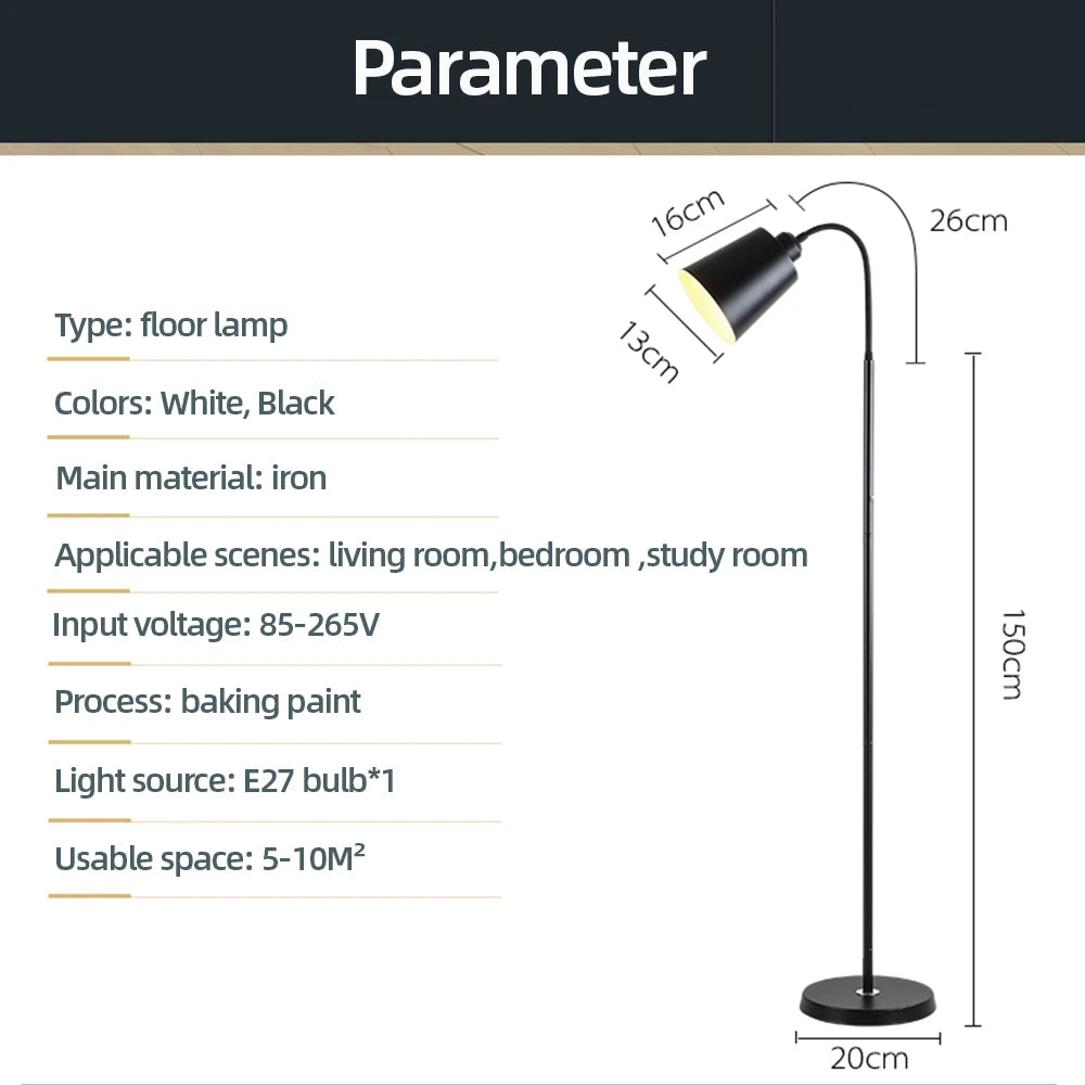 Modern LED Floor Lamp – Adjustable Gooseneck Standing Light