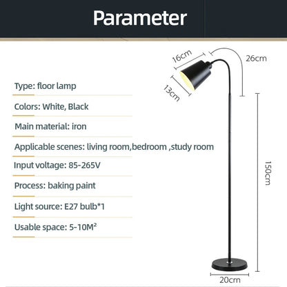 Modern LED Floor Lamp – Adjustable Gooseneck Standing Light