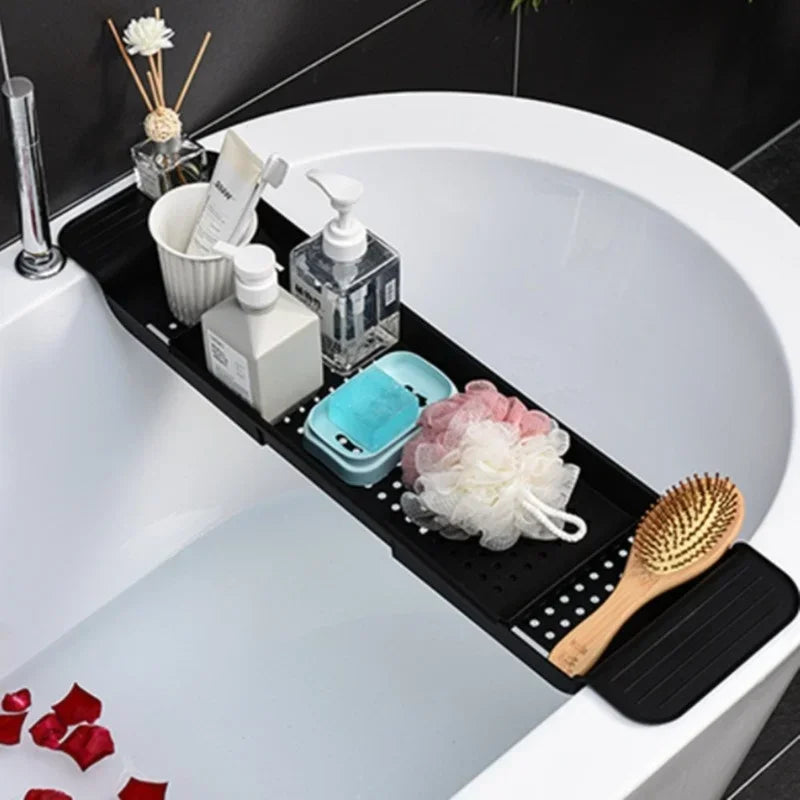 Extendable Bathtub Organizer – Multi-Function Bath Tray & Towel Rack