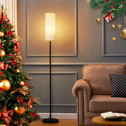 Modern Luxury Floor Lamp with Foot Switch Stepless Dimmer Tall Standing Lamp Fabric Lampshade for Bedroom Living Room Office