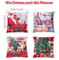 Merry Christmas Cushion Cover Set – 4 Pcs Festive Pillow Cases for Home Decor