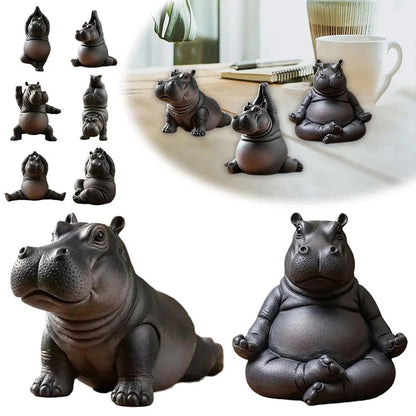 Yoga Hippo Statue – Handcrafted Resin Figurine