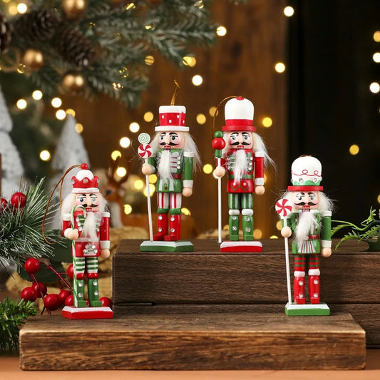 Wooden Nutcracker Ornament Set – 3/4/5 Pcs Christmas Tree Hanging Decor