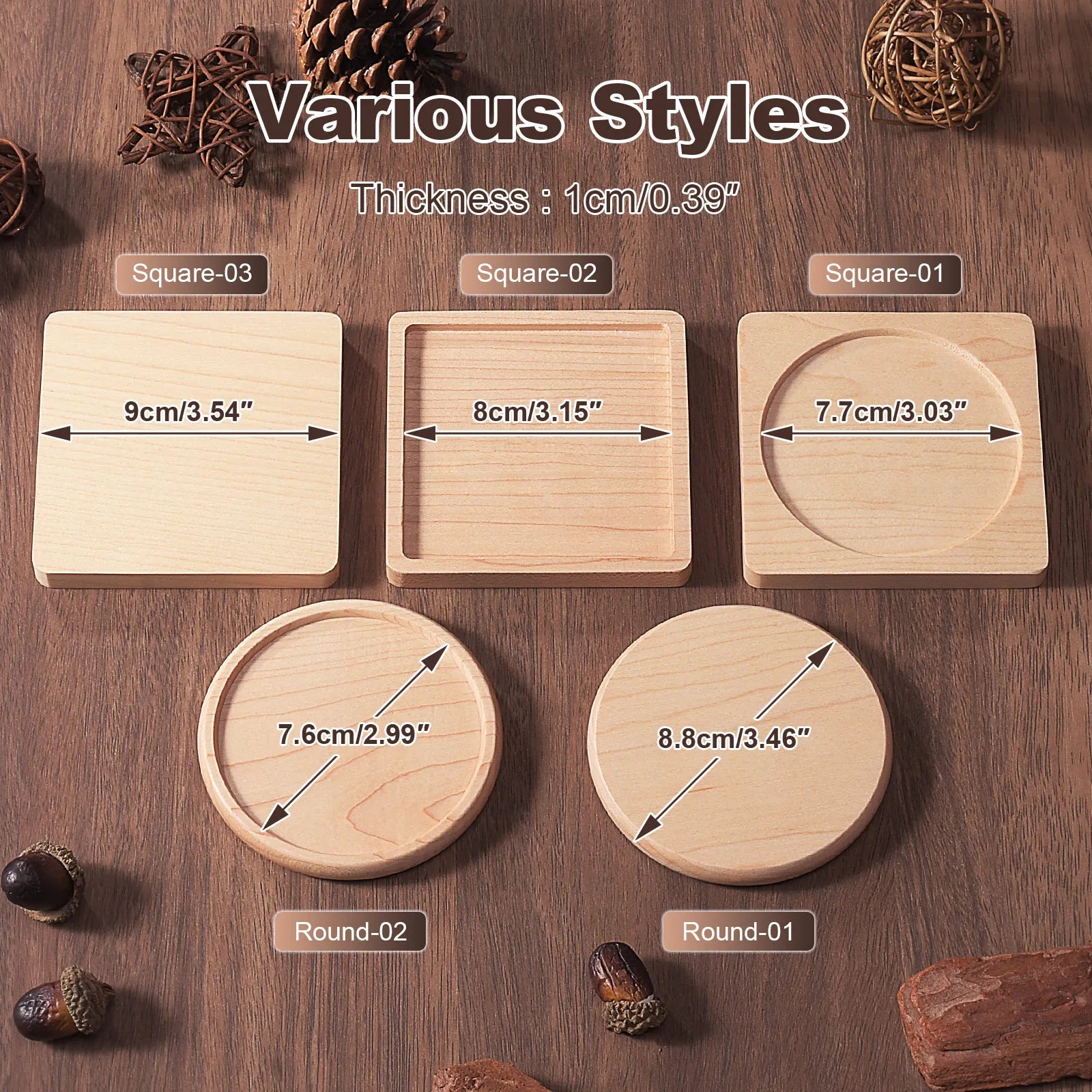 Solid Walnut Wood Coaster – Minimalist Heat-Resistant Drink Mat