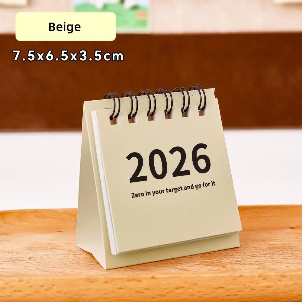 Minimalist Mini Desk Calendar 2026 – Portable 180° Flip Planner