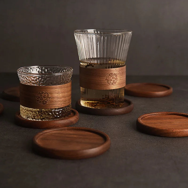 Solid Walnut Wood Coaster – Minimalist Heat-Resistant Drink Mat