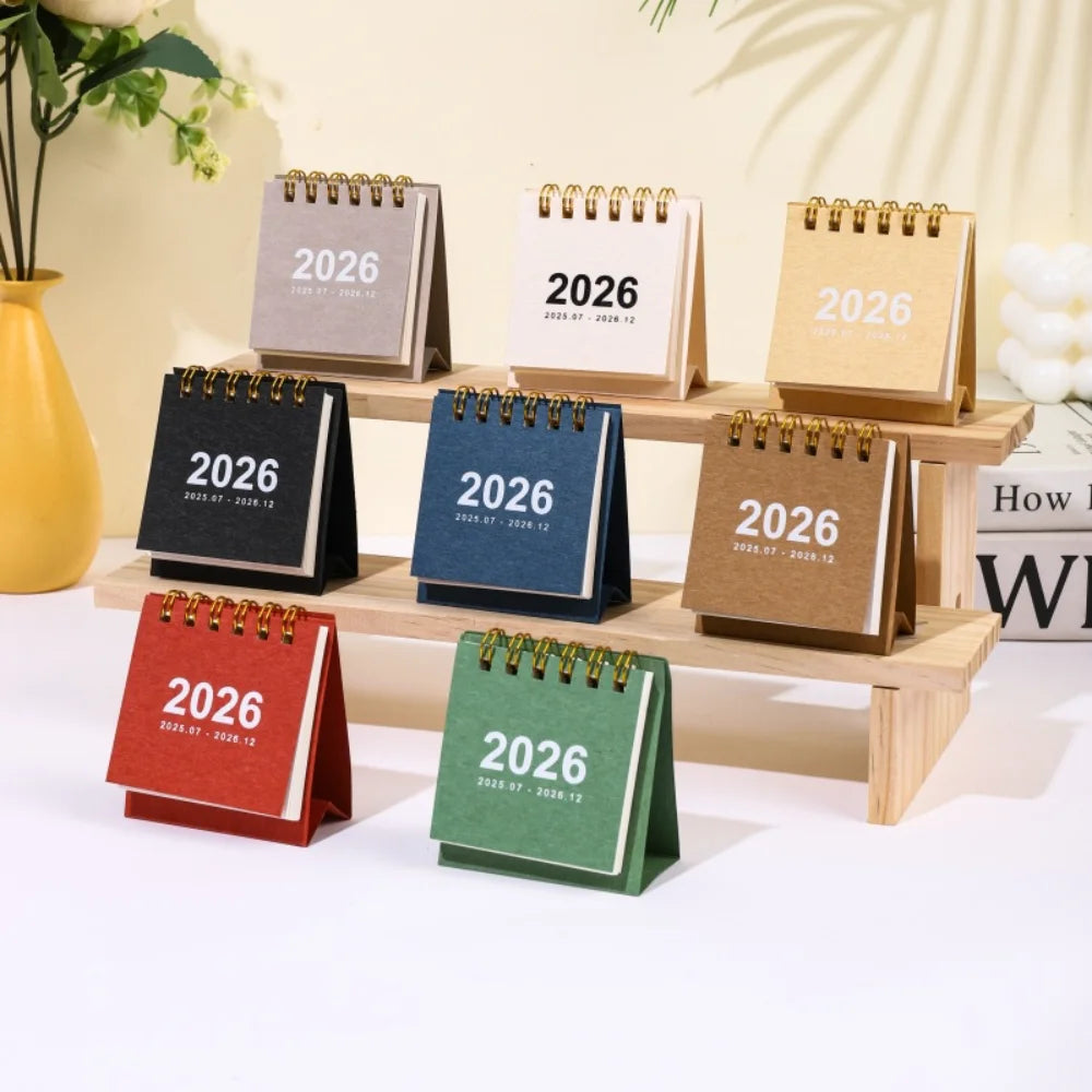 Minimalist Mini Desk Calendar 2026 – Portable 180° Flip Planner