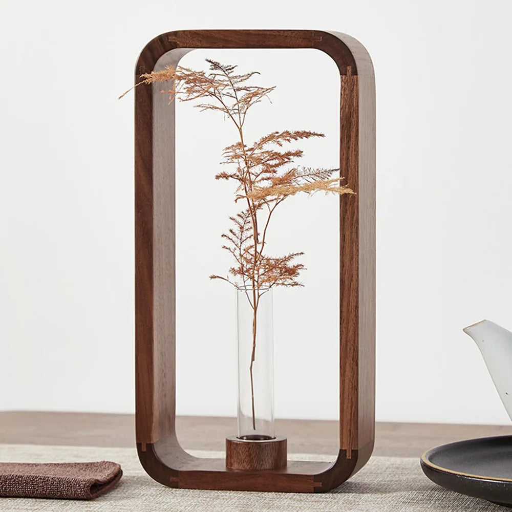 Wooden Hydroponic Vase – Retro Rectangle Pot for Calm & Cozy Spaces