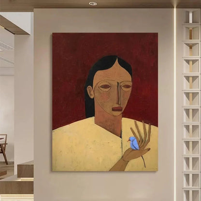 Yellow Horse Abstract Canvas – Hand-Painted Modern Wall Art