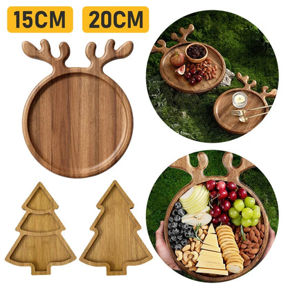 Christmas Tree Serving Tray – Wooden Elk & Tree Snack Plate