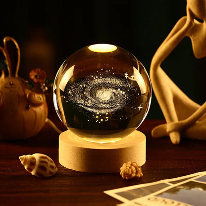 Crystal Moon Globe Lamp – Aesthetic Glass Galaxy Night Light