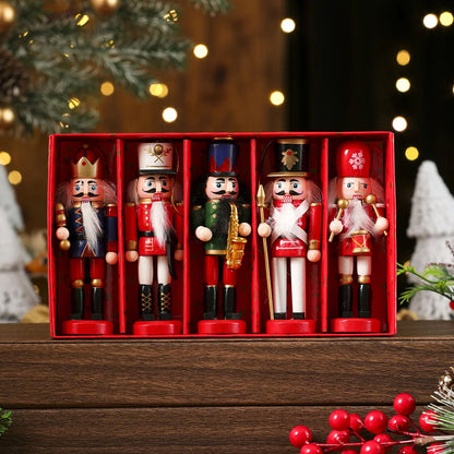 Wooden Nutcracker Ornament Set – 3/4/5 Pcs Christmas Tree Hanging Decor