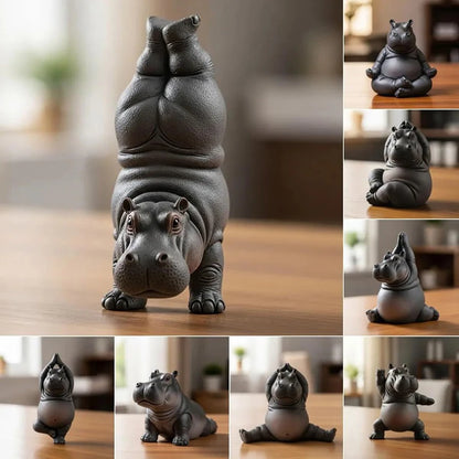 Yoga Hippo Statue – Handcrafted Resin Figurine