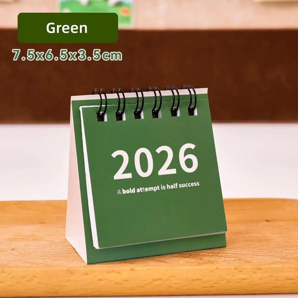 Minimalist Mini Desk Calendar 2026 – Portable 180° Flip Planner