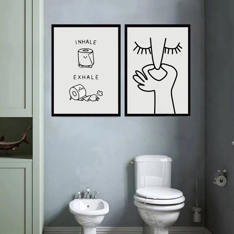 Funny Bathroom Wall Art – “Bad Smell” Black & White Canvas Poster
