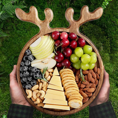 Christmas Tree Serving Tray – Wooden Elk & Tree Snack Plate