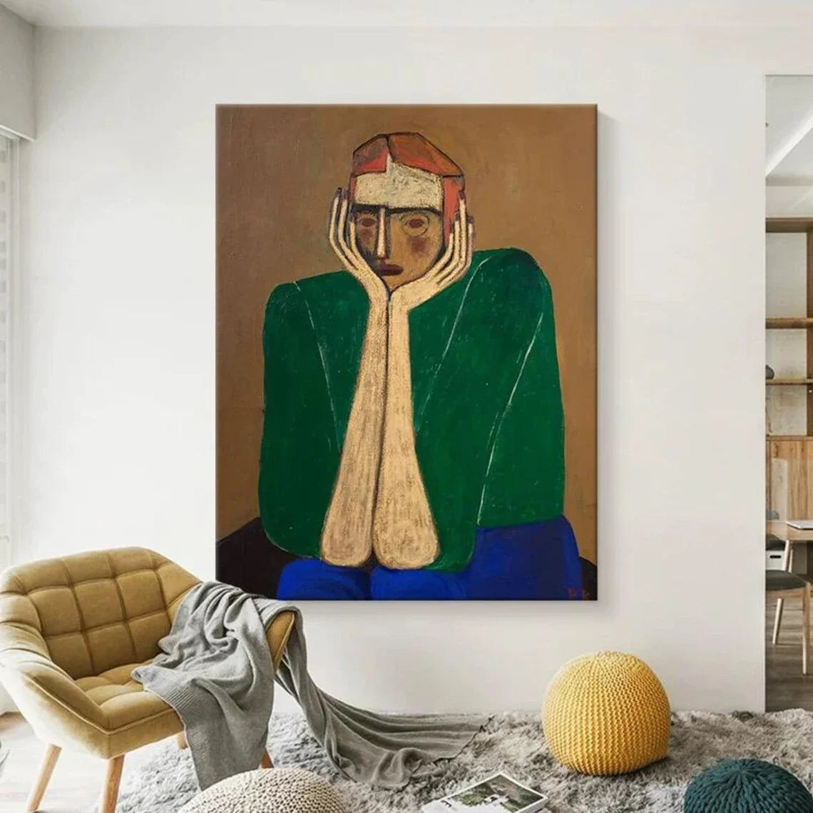 Yellow Horse Abstract Canvas – Hand-Painted Modern Wall Art