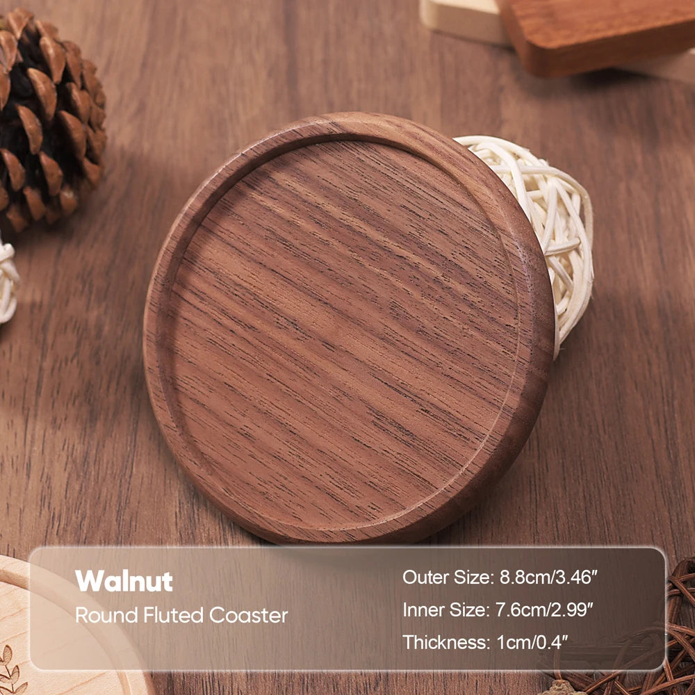 Solid Walnut Wood Coaster – Minimalist Heat-Resistant Drink Mat