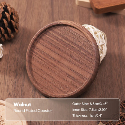 Solid Walnut Wood Coaster – Minimalist Heat-Resistant Drink Mat