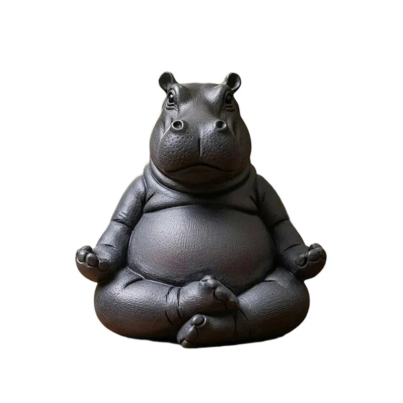 Yoga Hippo Statue – Handcrafted Resin Figurine
