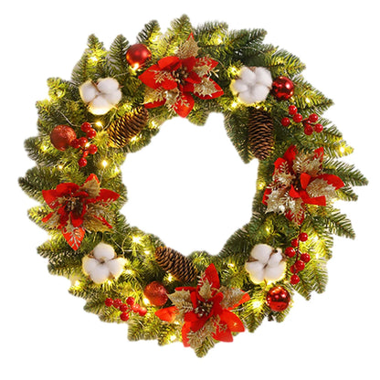 40cm Light-Up Christmas Wreath – Artificial Spruce with Pinecones & Red Berries