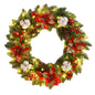 40cm Light-Up Christmas Wreath – Artificial Spruce with Pinecones & Red Berries