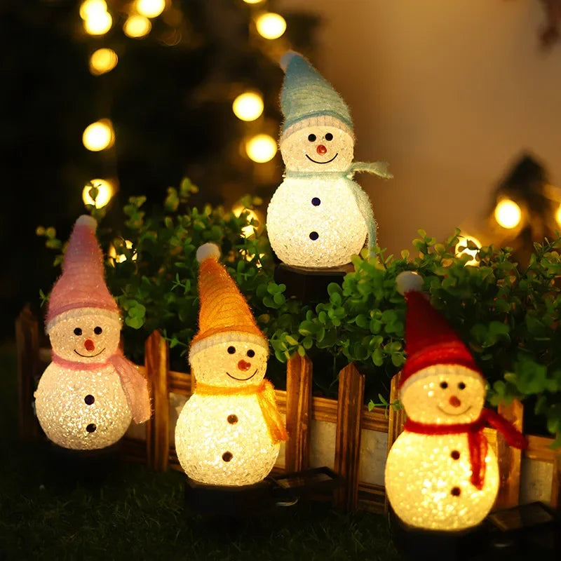 Solar Snowman Lights – Outdoor Christmas Pathway Stakes for Lawn, Patio & Garden Decor