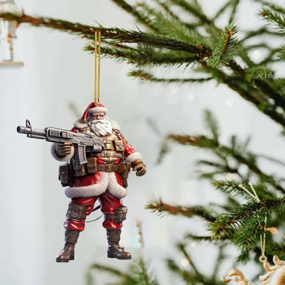 Cool Santa Acrylic Ornament – Modern 2D Christmas Tree & Home Decoration