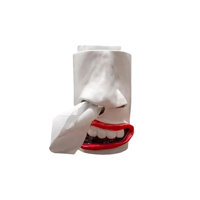 Funny Face Tissue Box – Handmade Resin Nose Tissue Holder for Home Decor
