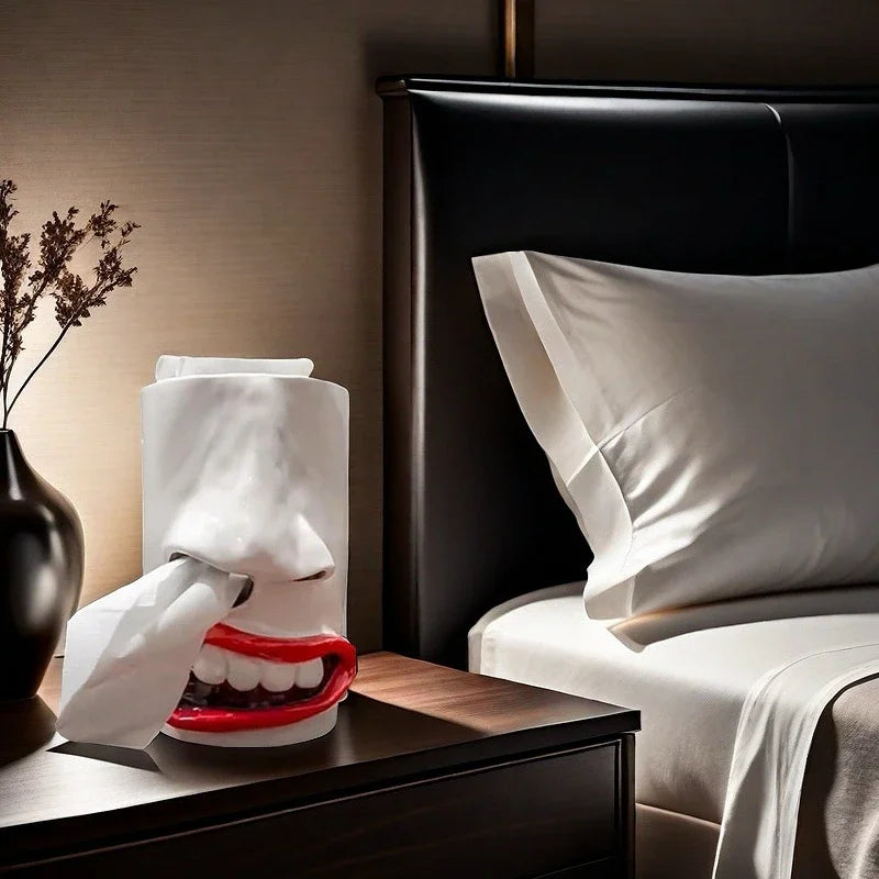 Funny Face Tissue Box – Handmade Resin Nose Tissue Holder for Home Decor