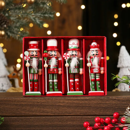 Wooden Nutcracker Ornament Set – 3/4/5 Pcs Christmas Tree Hanging Decor