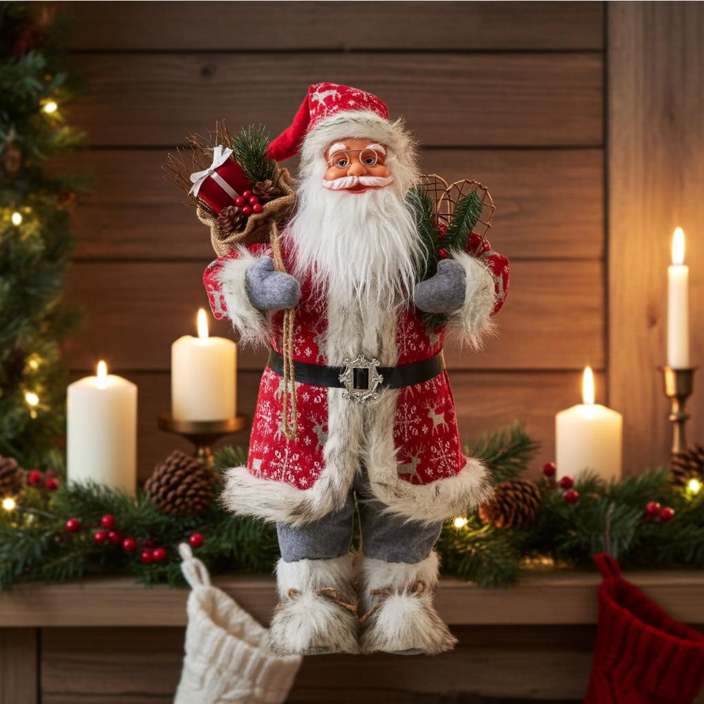 1Pc Santa Claus Christmas Ornament - 12.6 Inch Plastic Bird 3D Statue